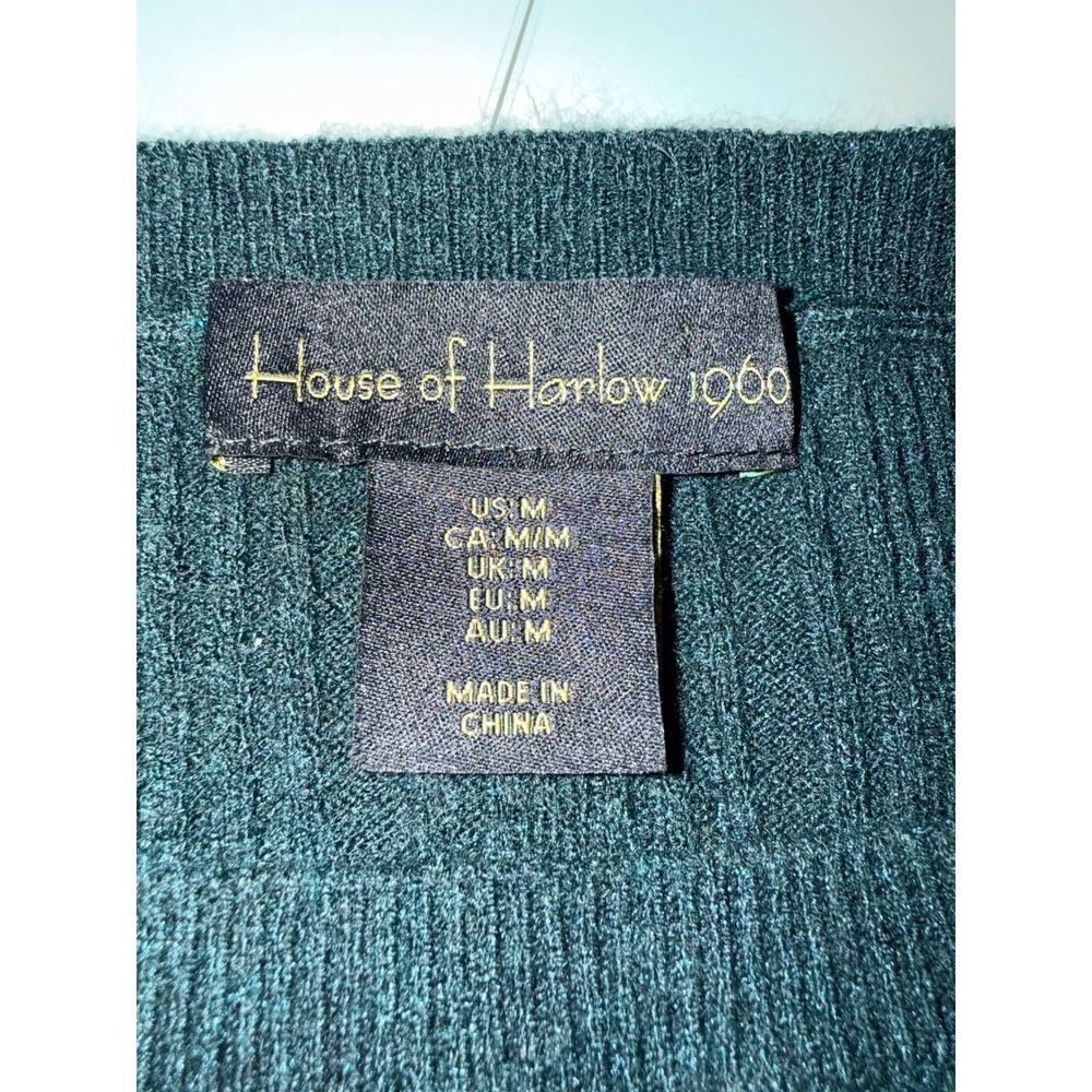 House of Harlow 1960 Womens Sweater Green Ribbed Knit Crop Medium - Picture 4 of 6